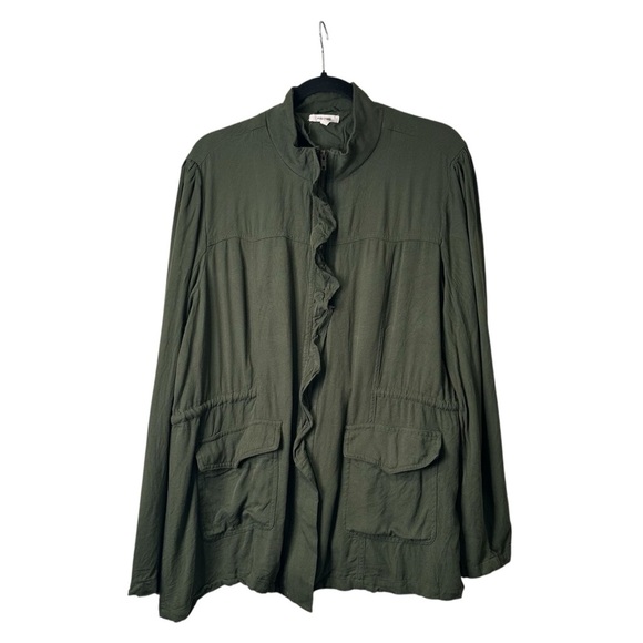 Maurices XL Green Ruffle Zipper Jacket - Picture 1 of 6